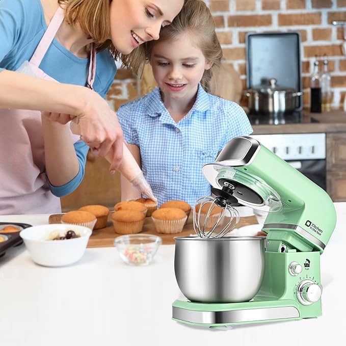 Kitchen in the box Stand Mixer,3.2Qt Small Electric Food Mixer,6 Speeds Portable Lightweight Kitchen Mixer for Daily Use with Egg Whisk,Dough Hook,Flat Beater