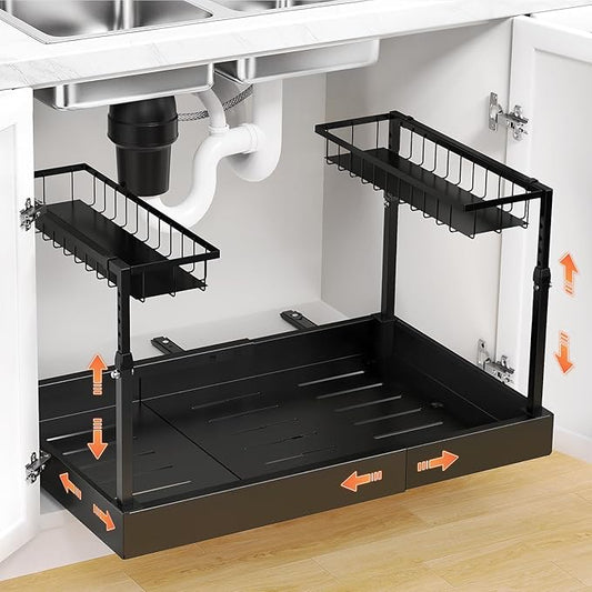 Aisslro Under Sink Organizer, 2 Tier Under the Sink Storage