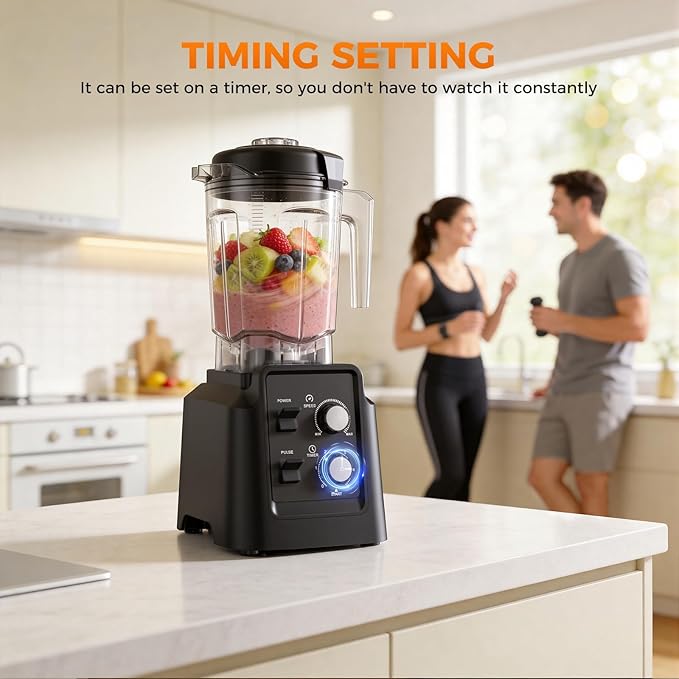 Blender, 1800W Blender with Grinder - 6-Blade Professional Smoothie Blenders for Kitchen, Crushes Ice, Self-Cleaning, 68oz & 27oz Jars Dishwasher Safe, for Baby Food, Nut Butter