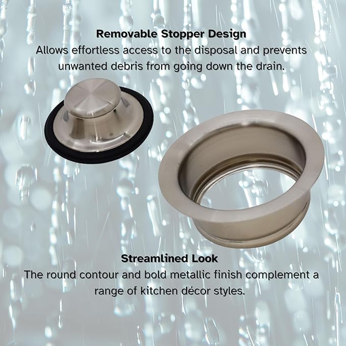 Westbrass A2165-07 4-1/4" OD Post Style Large Kitchen Basket Strainer with Waste Disposal Flange and Stopper Drain Set, Satin Nickel
