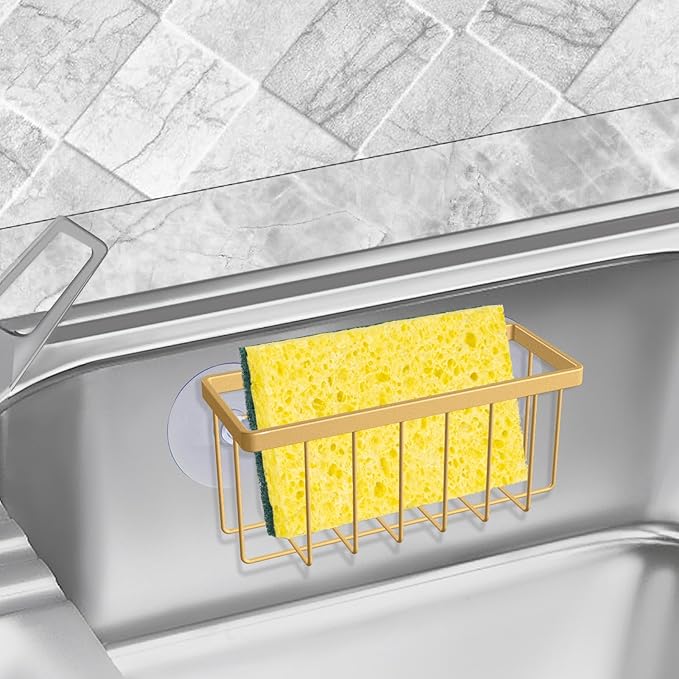 SHFKS Sponge Holder for Kitchen Sink,Gold Sponge Holder,Kitchen Sink Caddy (Gold)