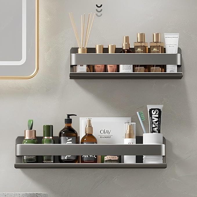 Stainless Steel Detachable Wall Mounted Floating Shelves for Kitchen, Bathroom, Storage Organizer Shelves, Corrosion and Rust Resistant, Set of 1 Gray