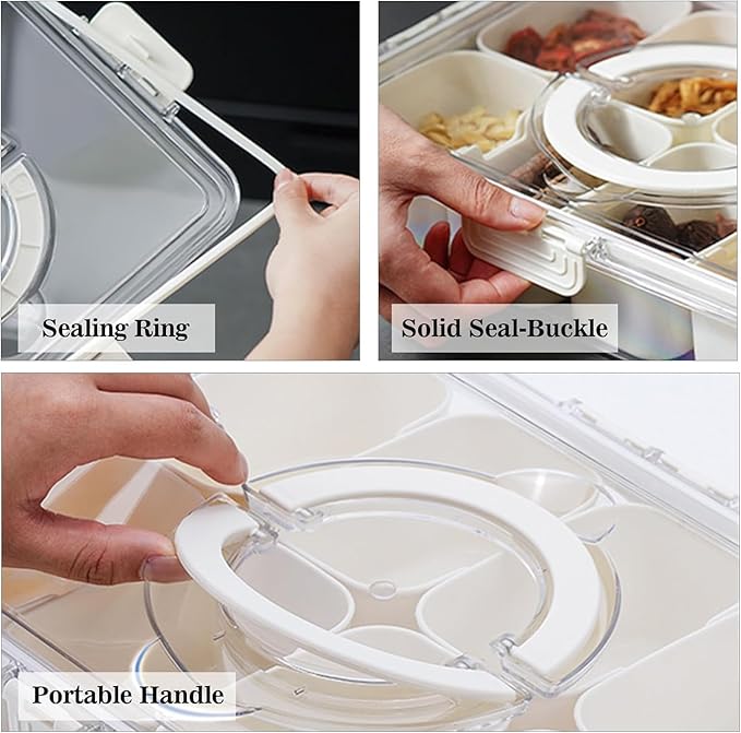 Divided Veggie Tray with Lid and Handle 8 Compartment Serving Tray with Dividers