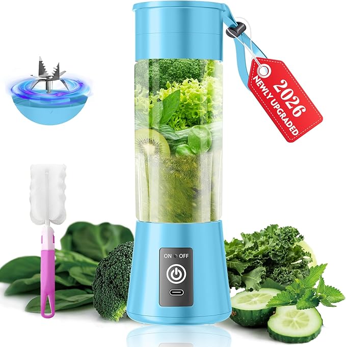 Portable Blender for Smoothies & Shakes - Cordless Personal Size Mini Blender with BAP Free Juice Cup, USB Rechargeable Suit for Sports/Picnic