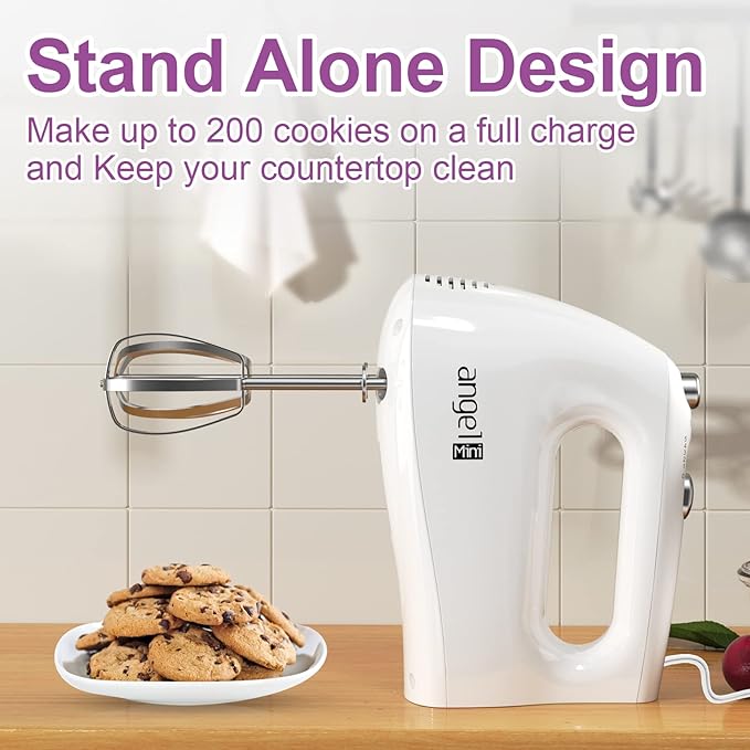 Hand Mixer, 400W Portable Kitchen Handheld Mixer with Eject Button, 5 Speed & 5 Stainless Steel Accessories, Egg Beaters and Whisk for Easy Whipping Cake, Cream, Batters, Cookies