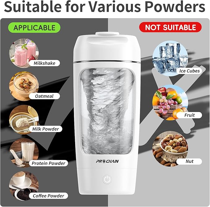 PROCHAIN Electric Protein Shaker Bottle, Shaker Cups for Protein Shakes, Portable Mixer Cup for Sports Nutrition, BPA-Free Tritan, 22oz