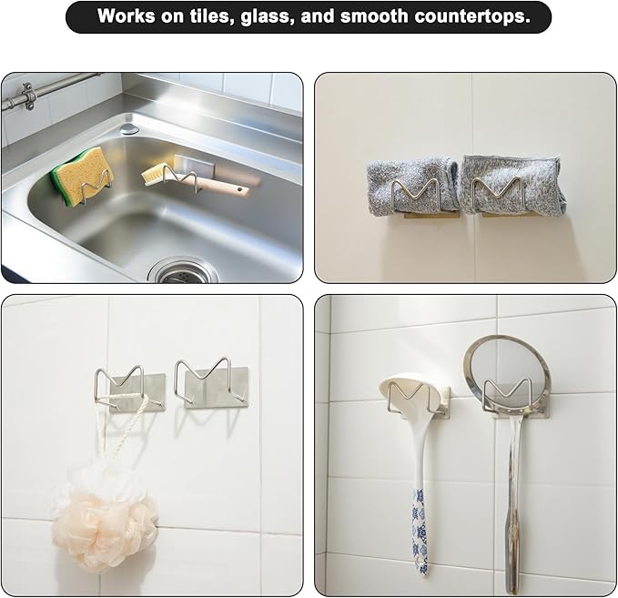 Luckyiren 2-Pack Stainless Steel Sponge Holder, Kitchen Sink Caddy Organizer, SUS304 Rustproof, Brushed Finish