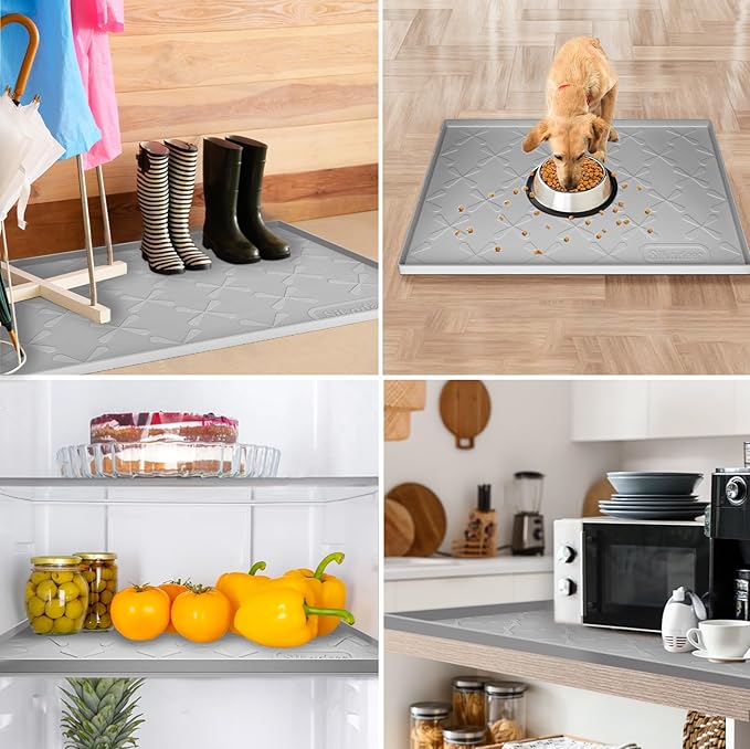 SIKADEER 22" x 22" Under Sink Mat Waterproof, Silicone Mat Kitchen Drawer Shelf and Cabinet Liner, Sink Protector for Kitchen Organizers and Storage, Boot Tray Pet Food Mats