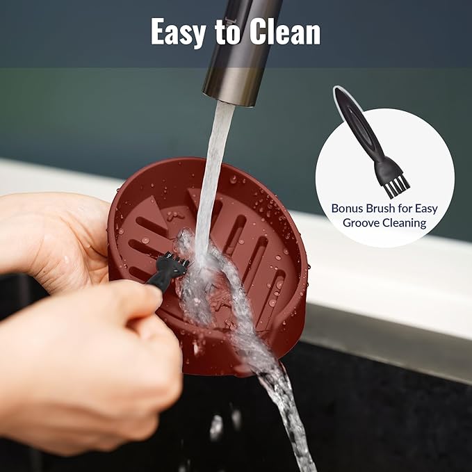 NiHome Silicone Sponge Holder Compatible with Scrub Daddy Mommy Sponges for Kitchen & Bathroom, Auto Draining Organizer, Holds Multiple Sponges & Cleaning Tools, Food-Grade,Dishwasher Safe (Dark Red)