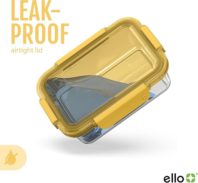 Ello Color Lock 8PC Mixed Glass Food Storage Sets, Leak-Proof Glass Food Storage Containers