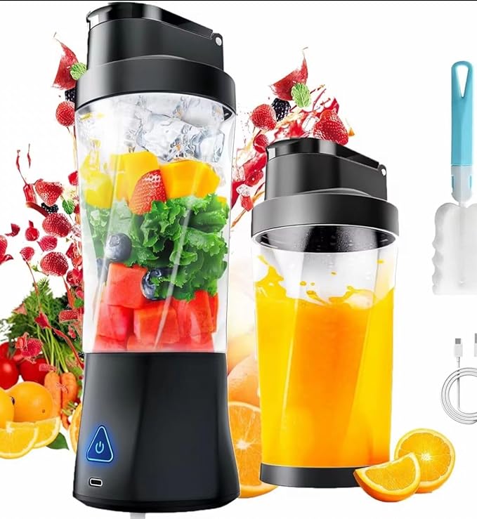 Portable Blender 700ml (24oz) – USB Rechargeable Personal – Mini Travel Blender for Shakes & Smoothies – Black & White”
