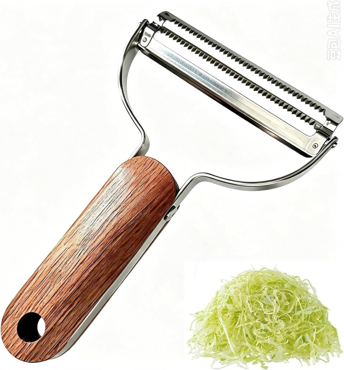 Cabbage shredder, Wide Serrated Stainless Steel Blade Wood Handle