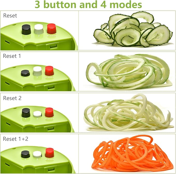 Spiralizer Handheld Vegetable Slicer, 4 in 1 Zucchini Spaghetti Maker, Spiral Slicer For Making Quick Low Carb Veggie Noodles 8.45cm