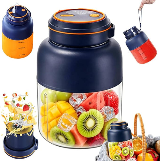 Portable Wireless Juicer Cup, 28/45Oz 180W 38 Blades USB Rechargeable Blender, Dual Lid Leakproof Compact Travel Juicer Cup for Shakes Fruits Vegetables Office Outdoor (Blue-800ml)