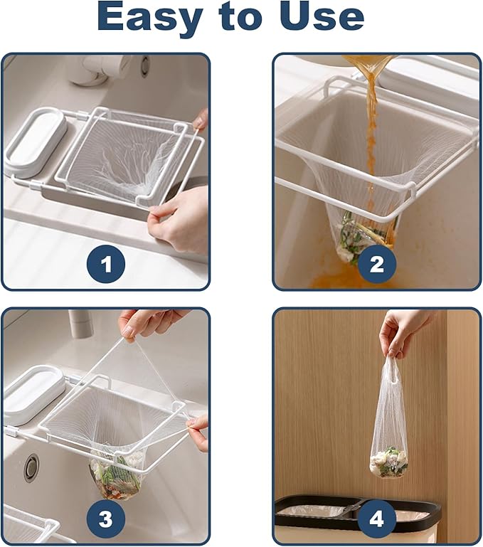 WYIRONG 200 PCS Large Kitchen Disposable Mesh Sink Strainer Bag for Meshmate Waste Rack, Sink Strainer Elastic Anti-Clogging Sink Drain Strainer Collecting Kitchen Food Waste Garbage