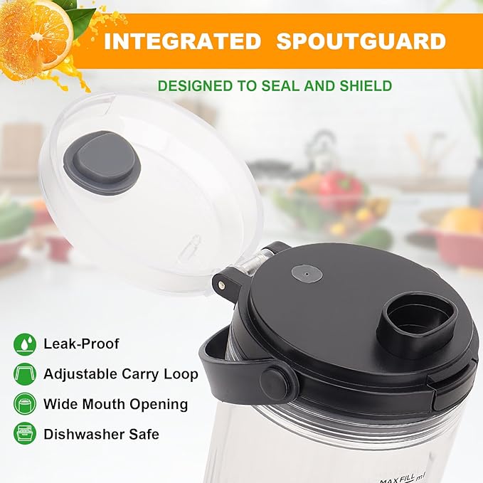 Sip Lid with Carry Handle Compatible with Ninja Blast Portable Blender BC100 & BC151 Series Cups 18 Oz Blending Vessel, Sip Seal Spout Lids, Dishwasher Safe, Leakproof Lid Accessories,