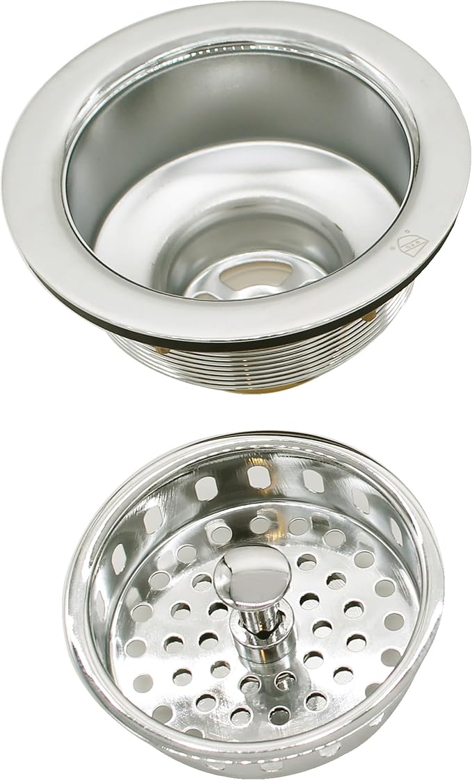 Westbrass D2145-05 3-1/2" Post Style Large Kitchen Sink Basket Strainer, Polished Nickel (2-Pack)
