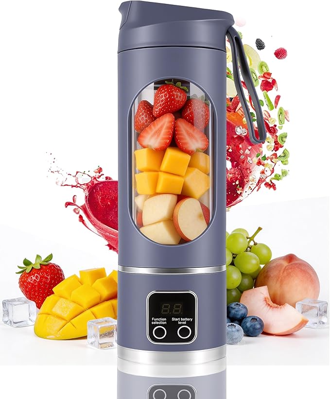 Easywave Portable Blender, Personal Electric USB, 500ml, Purple, Stainless Steel Blade, Battery Powered, 50W, Mini Blender for Blending