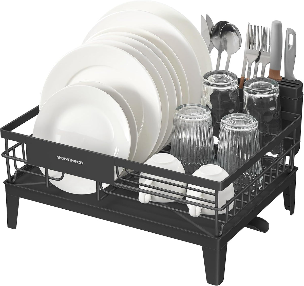 Dish Drying Rack, with Drainboard, Cutlery Holder