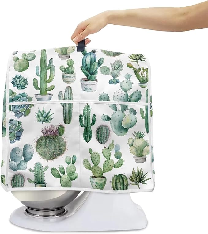 Cactus Mixer Cover | Compatible with 6-8 Quart Tilt Head & Bowl Lift Mixers | Dust Protector with Pockets for Accessories