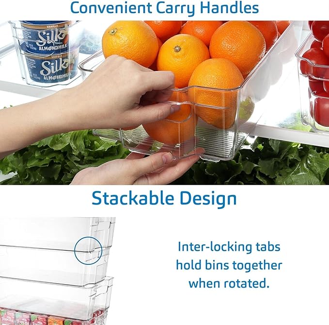 Fridge Organizer - 10 Pieces refrigerator organizer bins - Pantry Organization and Storage for Fridge & Refrigerator- BPA Free Freezer Organizer Bins