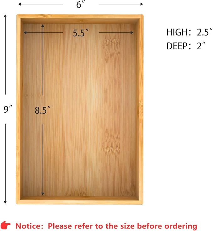 Bamboo Kitchen Drawer Organizer, 9"6"2.5"