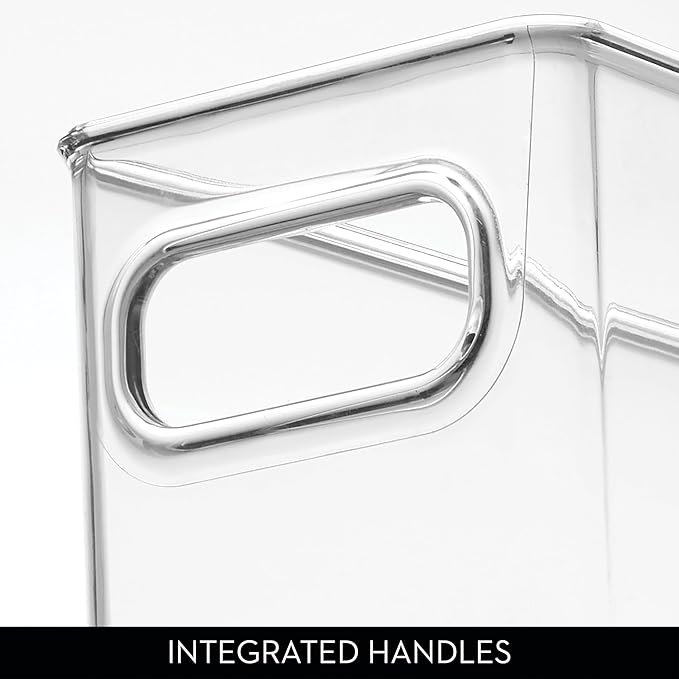 iDesign Stackable Fridge Bin with Handles - Ideal for Freezer or Pantry, Set of 6, Clear, Made in USA