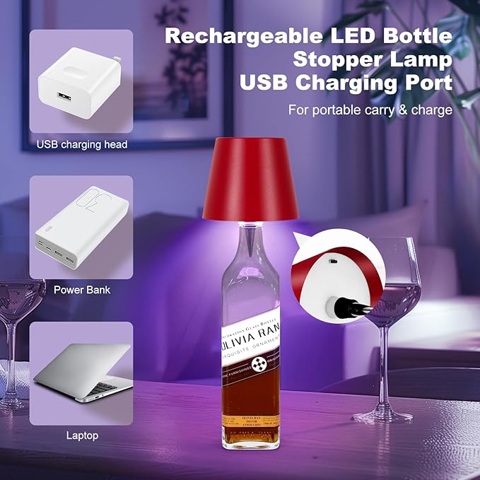 2026 New Wireless Bottle Lamp,RGB LED Bottle Light with Remote(RGB Wine red, 1pc)