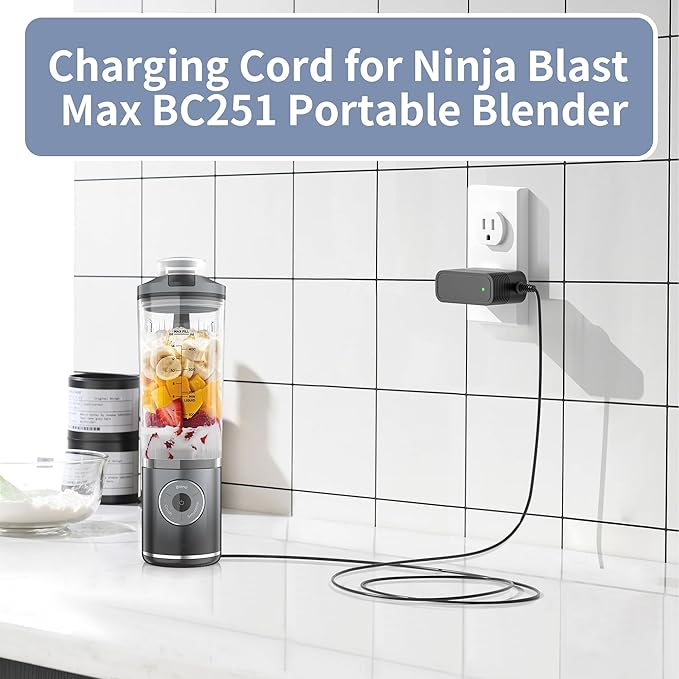Replacement Charger for Ninja Blast Max Portable Blender, Power Adapter for Ninja Blast Max BC251 Portable Blender, Personal Smoothie, juicer Charger Cord