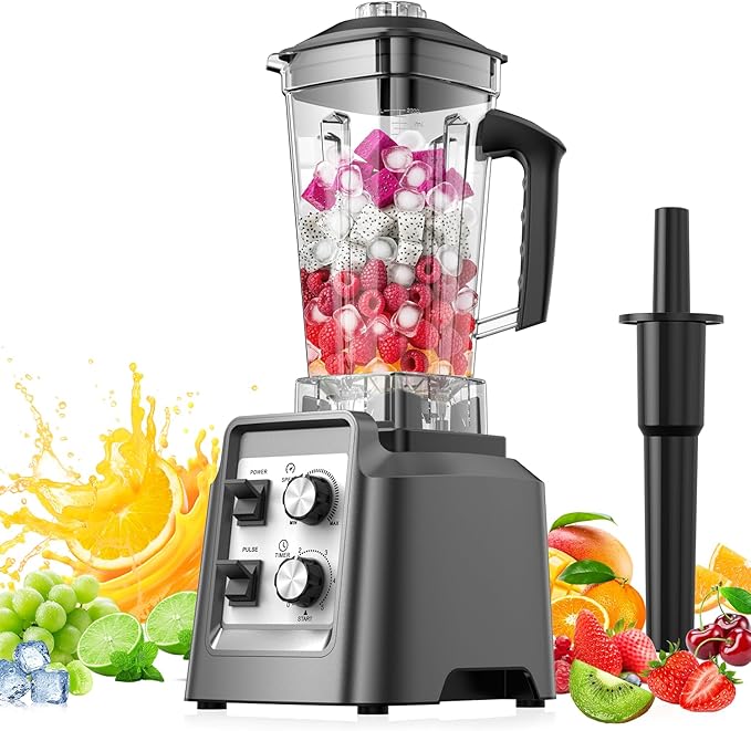 Blenders for Kitchen, Smoothie Blender with Timer - Countertop Blenders with 68oz Dishwasher-Safe Pitcher, Ice Crushing & Frozen Fruit