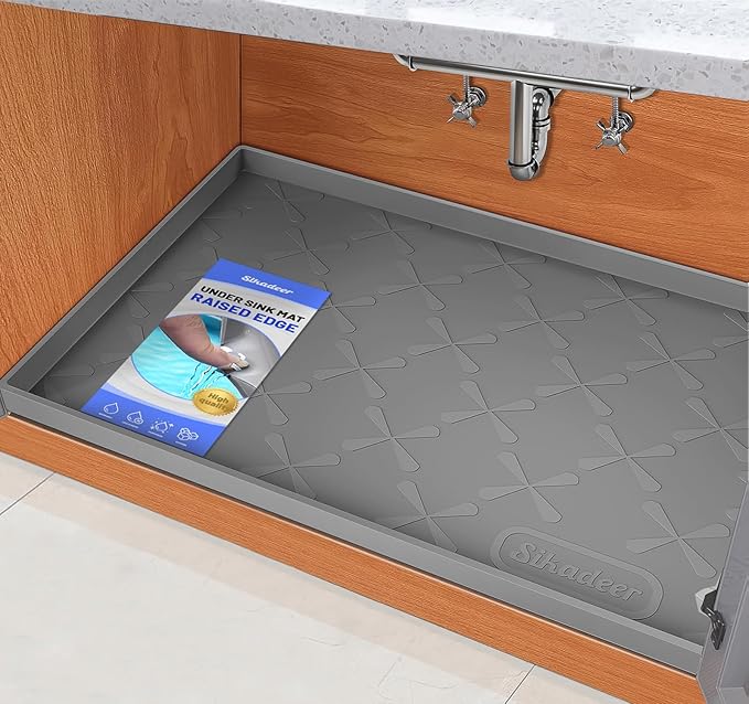 SIKADEER 31" x 22" Under Sink Mat Waterproof, Silicone Mat Kitchen Drawer Shelf and Cabinet Liner, Sink Protector for Kitchen Organizers and Storage, Boot Tray Pet Food Mats