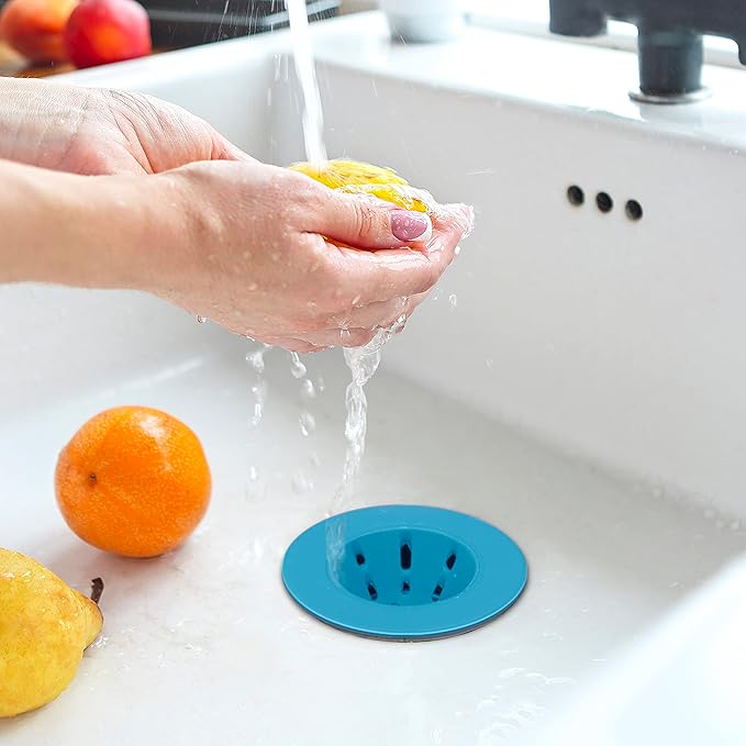 OGGI Silicone Sink Strainer- Great Kitchen Sink Strainer, Sink Drain Strainer, Drain Stopper, Sink Plug, 4.6˝ Diameter Rim, Turquoise (Pack of 2)