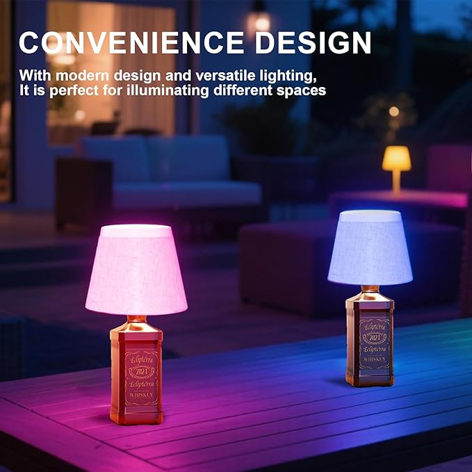 Wireless Bottle Lamp,Small Bedside Table Lamp,RGB LED Bottle Light with Remote Dimmable(RGB White, 1pc)