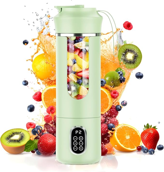 530ML Portable Blender,Mini Portable Electric USB Juicer,Small Personal Blender for Smoothies and Shakes,With Automatic Cleaning Function,Multi-Purpose and Easy To Use(green)