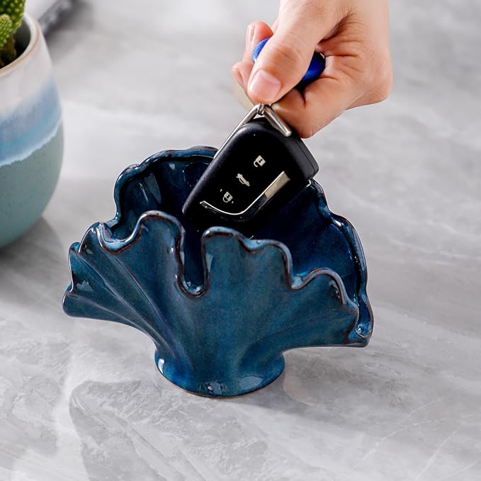 Uiddo Ceramic Sponge Holder,Sponge Holder for Kitchen Sink,Compact Sink Caddy Organizer-Scouring Pad and Dish Sponge Holders,Farmhouse Kitchens Decor Cute Kitchen Gadgets Accessories(Blue)