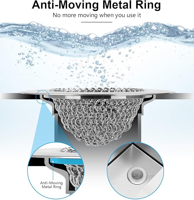 2Pack - Revolutionary Kitchen Sink Drain Strainer, Patented Reversible Kitchen Sink Strainer, 304 Stainless Steel Sink Strainer Basket, Anti-Clogging & Handmade, Fit US Standard 3-1/2'' Sink Hole