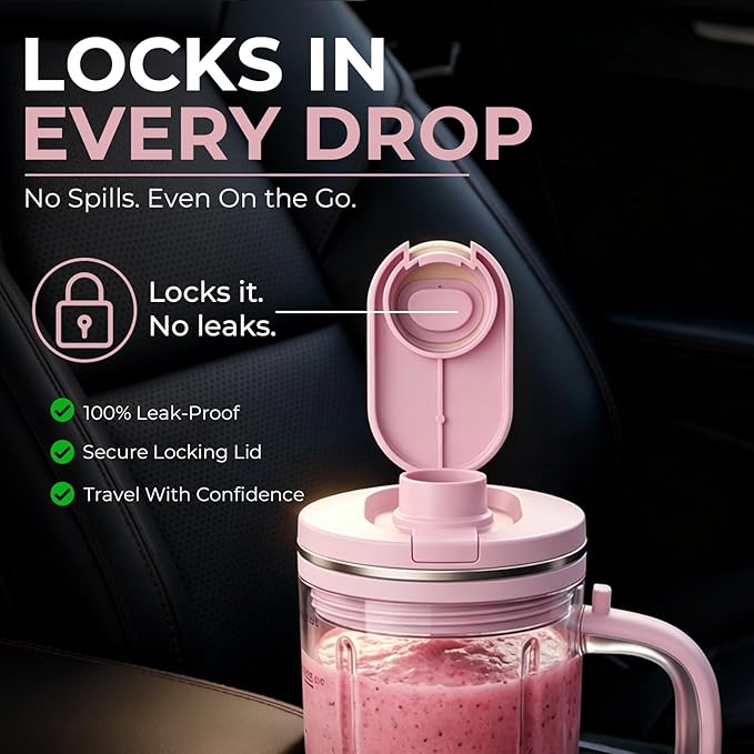 Personal Blender Accessories for Ninja Blendboss DB351PK1BRN, Leak-Proof Kit with Silicone Tumbler Boot, Spill Stopper & Sealing Ring, Cup Not Included (Pink)