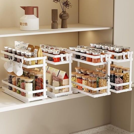 Magheo 4-Pack Spice Rack Organizer - 2 Tier, White