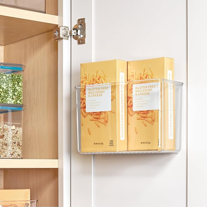 iDesign Adhesive Organizer Bin - Damage-Free Hanging for Kitchen, Bathroom, or Office - Set of 4 - Clear