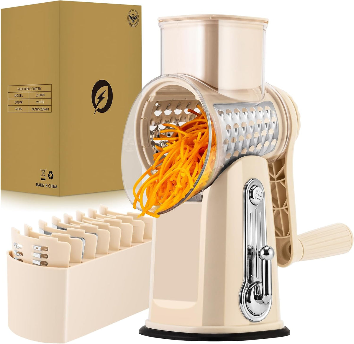 Rotary Cheese Grater, Large Vegetable Food Shredder, 5 Blades