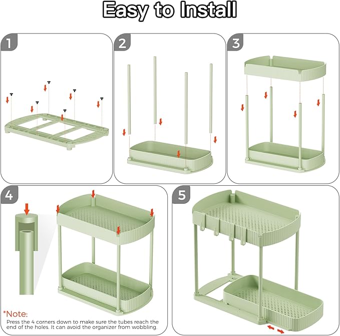 Ukeetap 2 Pack Multi-Purpose Pull-Out Storage Organizers, Under Sink Organizers and Storage for Bathroom & Kitchen