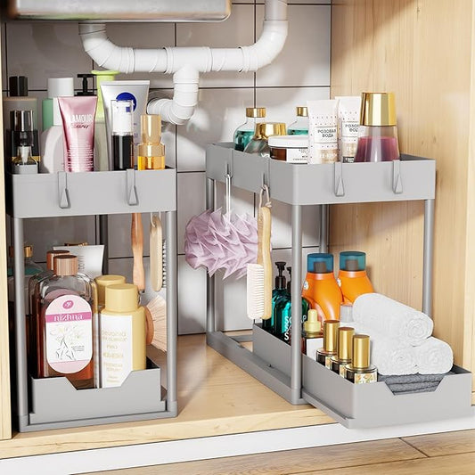 Simple Trending Under Sink Organizer 2 Pack, Grey