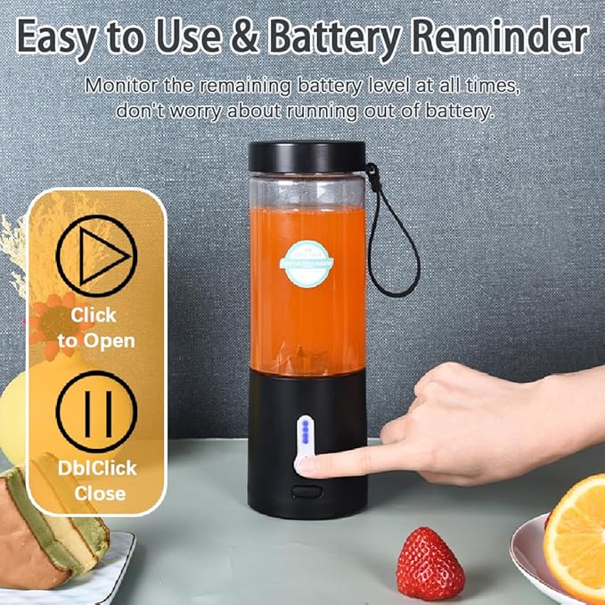 Portable Blender for Smoothies and Shakes, USB-C Rechargeable Personal Blender with 6 Stainless Steel Blades, Mini Juicer BPA Free, Portable Juicer for Kitchen Gyms Office Travel Outgoing