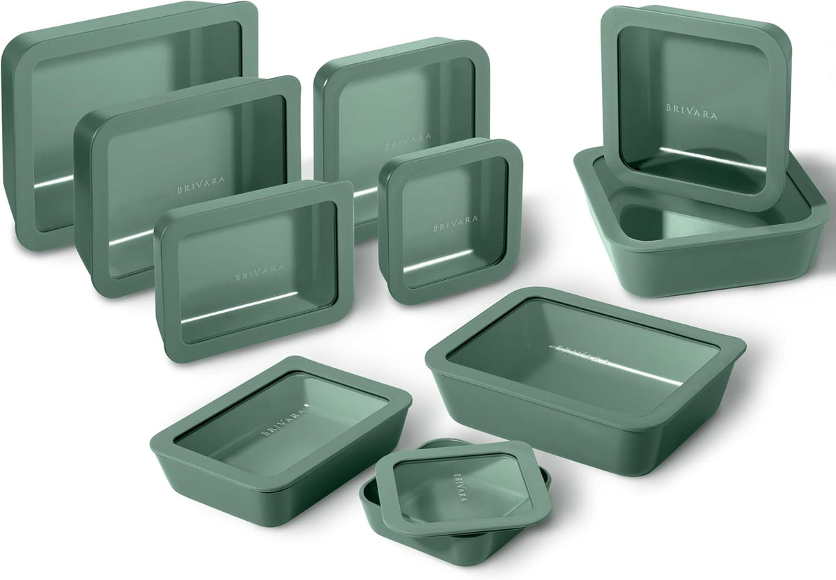 Glass Food Storage Containers with Lids, 20-Piece Set, Pine