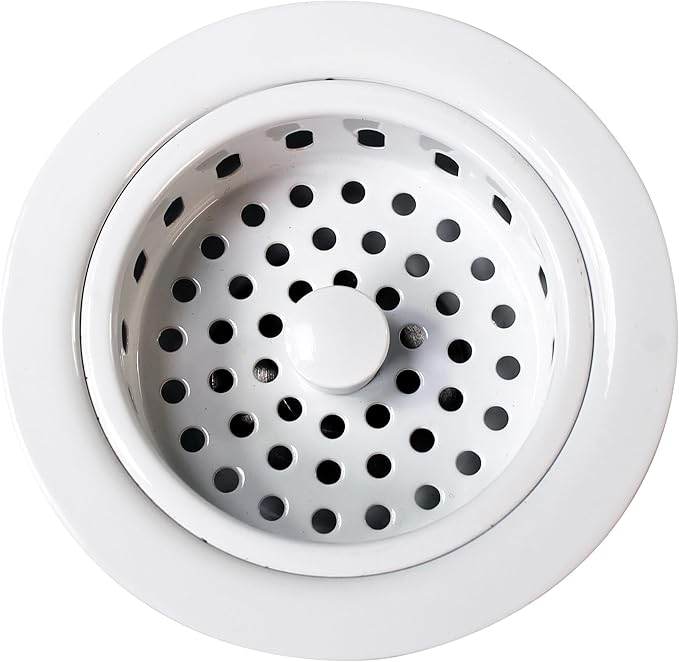 Westbrass D2145-50 3-1/2" Post Style Large Kitchen Sink Basket Strainer, Powder Coat White (2-Pack)
