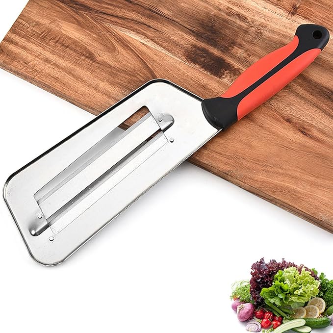 Stainless Steel Vegetable Cutter, Cabbage Shredder, Upgraded Double-Layer Slicer for Sauerkraut, Kitchen Knife with Sharp Blades for Slicing, Grating & Shredding (1 Pcs-Black-Red)