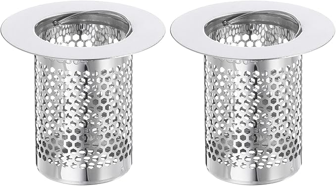 uxcell 3 Pack Shower Drain Strainer, 2" x 2.2" Stainless Steel Floor Drain Strainer Deep Sink Hair Catcher for Kitchen Bathroom Balcony Floor Drain, Fit Hole Size from 1.38" to 2.17"
