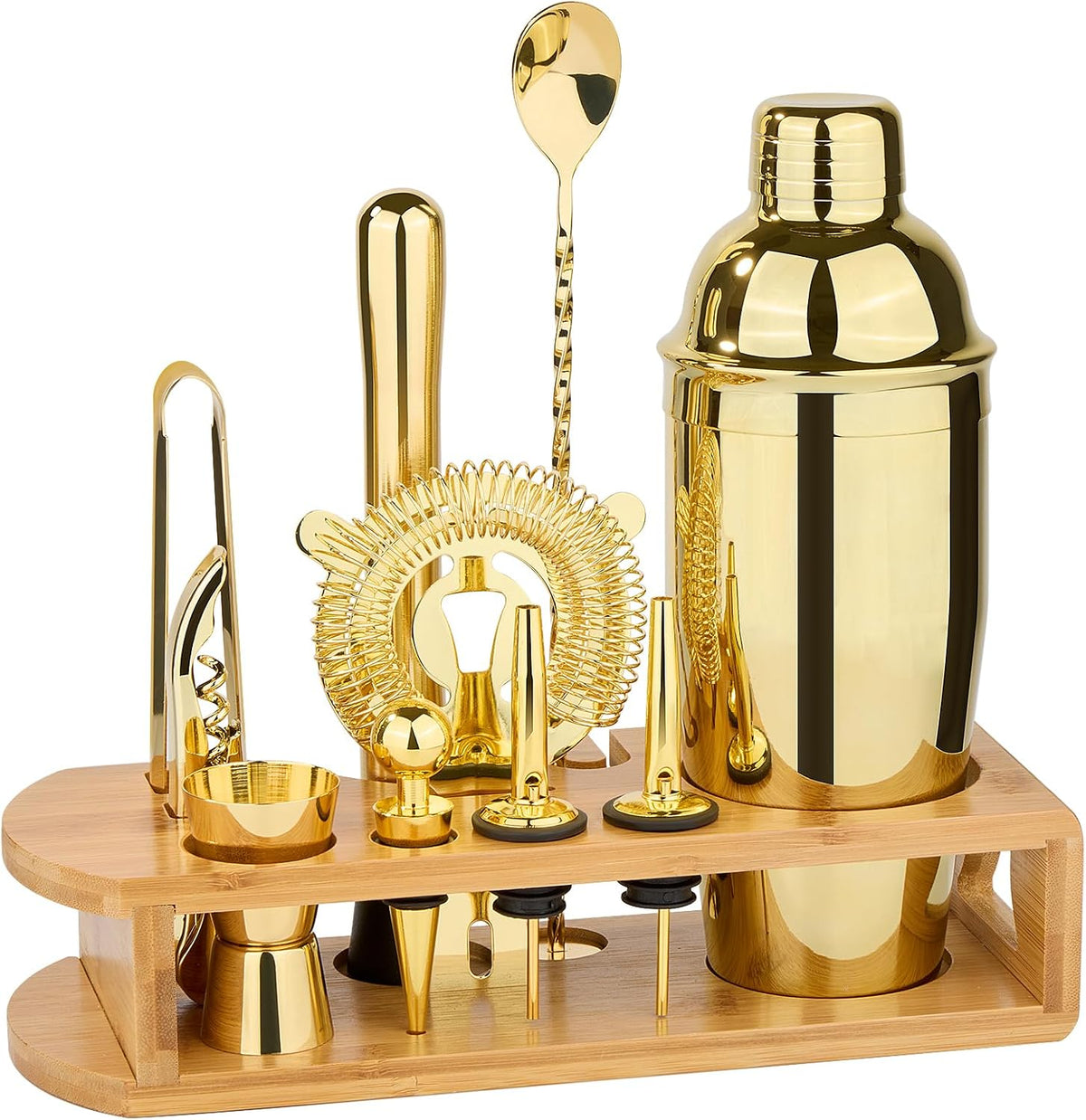 Cocktail Shaker Set Bartender Kit, 12-Pcs Bar Tool with Bamboo Stand