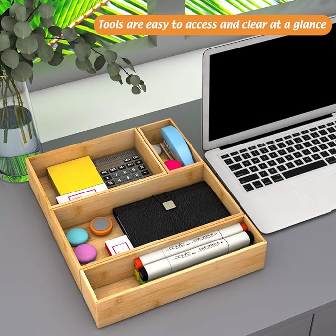 Bamboo Kitchen Drawer Organizer, 9"6"2.5"