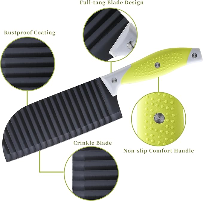 VRUIFA French Fry Cutter for Wave Fries, Crinkle Cutter for Veggies, Potatoes, Cucumber, Carrot and Fruit, with Non-slip Handle, Dishwasher Safe